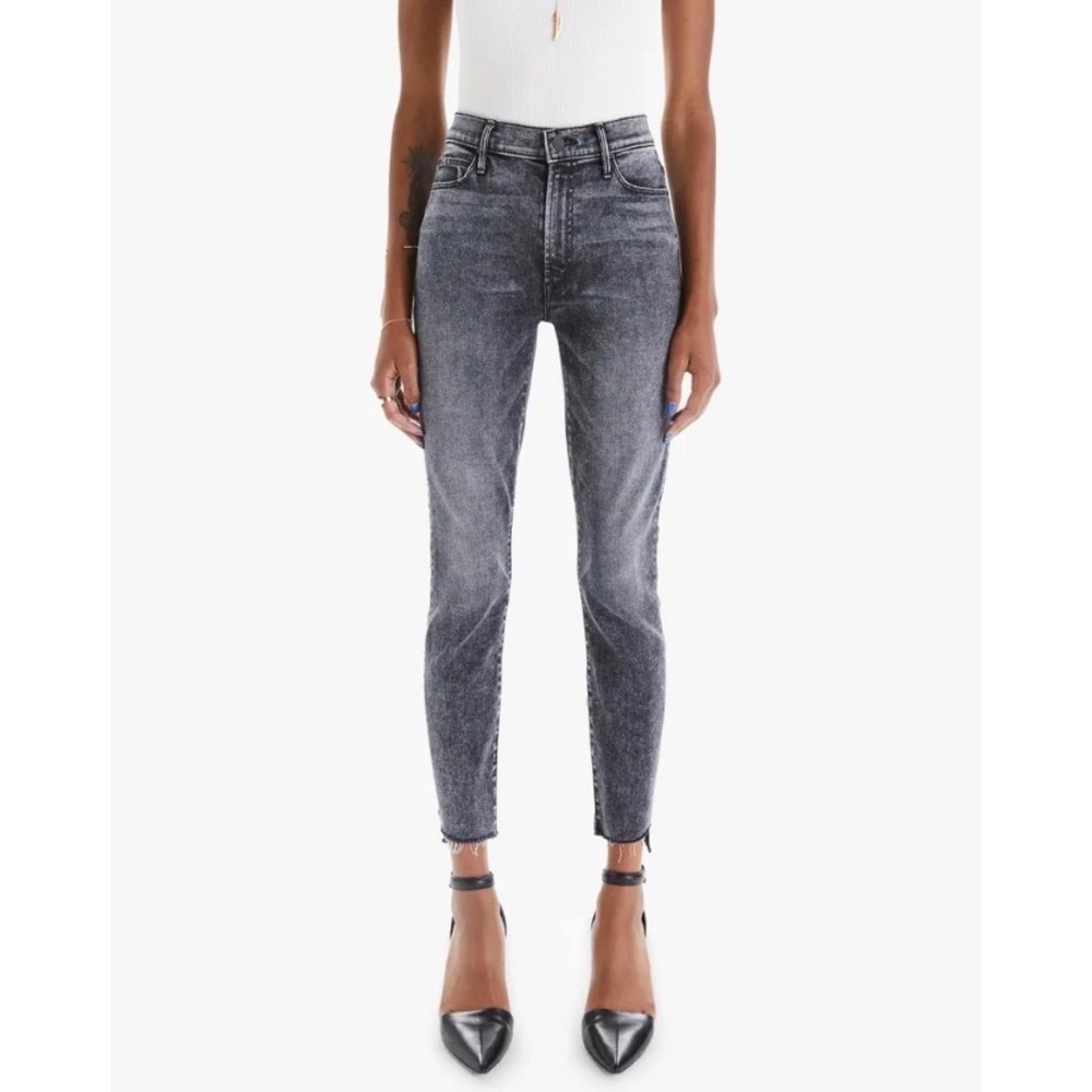Mother The Stunner Ankle Fray Jeans Friday The 13th Washed Black Size 27